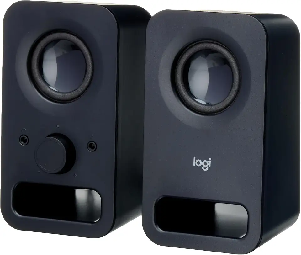 Logitech Z150 Compact Multimedia Stereo Speakers, 3.5mm Audio Input, Integrated Controls, Headphone Jack, Computer/Smartphone/Tablet/Music Player - Midnight Black