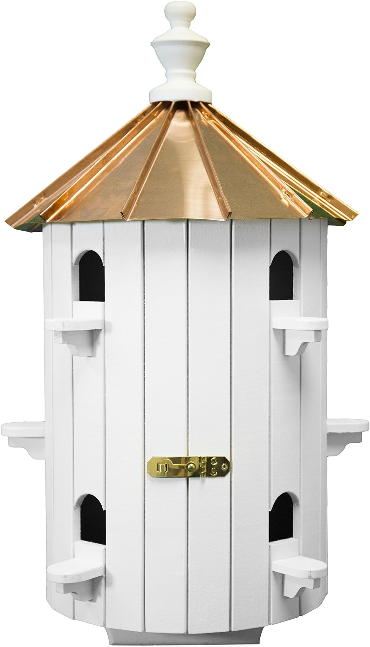 10-Hole Birdhouse with Low Copper Roof, Amish Crafted in The USA