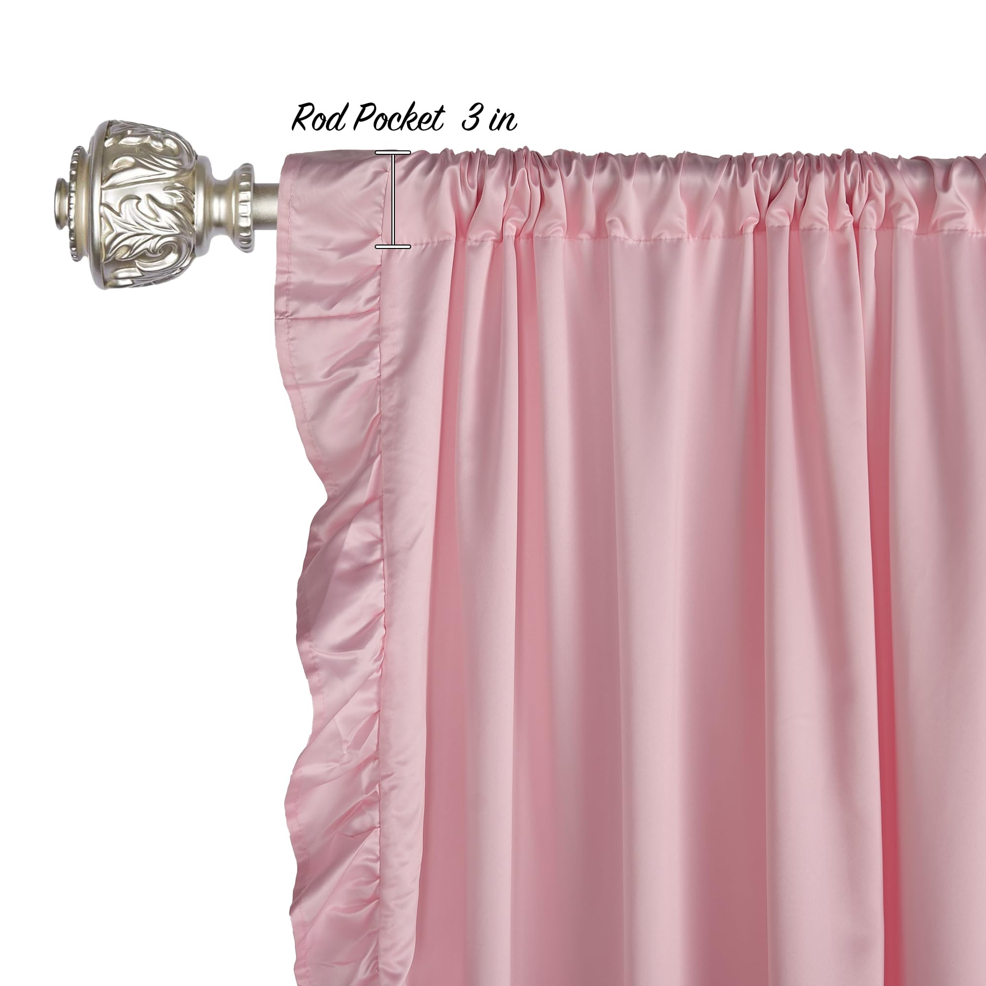 StangH Blush Pink Curtains 84 inch Length,Scalloped Curtains Feminine Decor Nursery Curtain French Country Ruffle Window Drapes for Girls Room/Dressing Room - Image 3