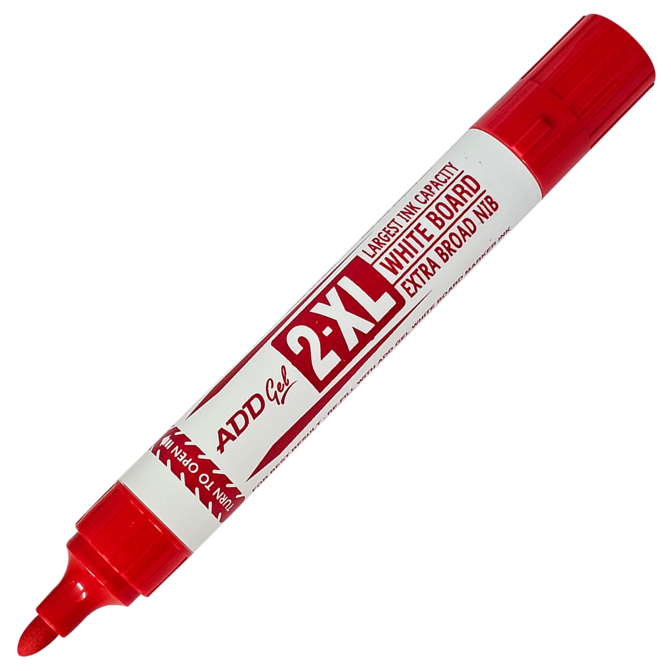 2-XL Jumbo Dry Erase Marker Pens, RED, Bullet Tip, Extra Broad Point, Pack of 1, Whiteboard Markers, School Office Home Use, iZOFAX Black Ball Pen