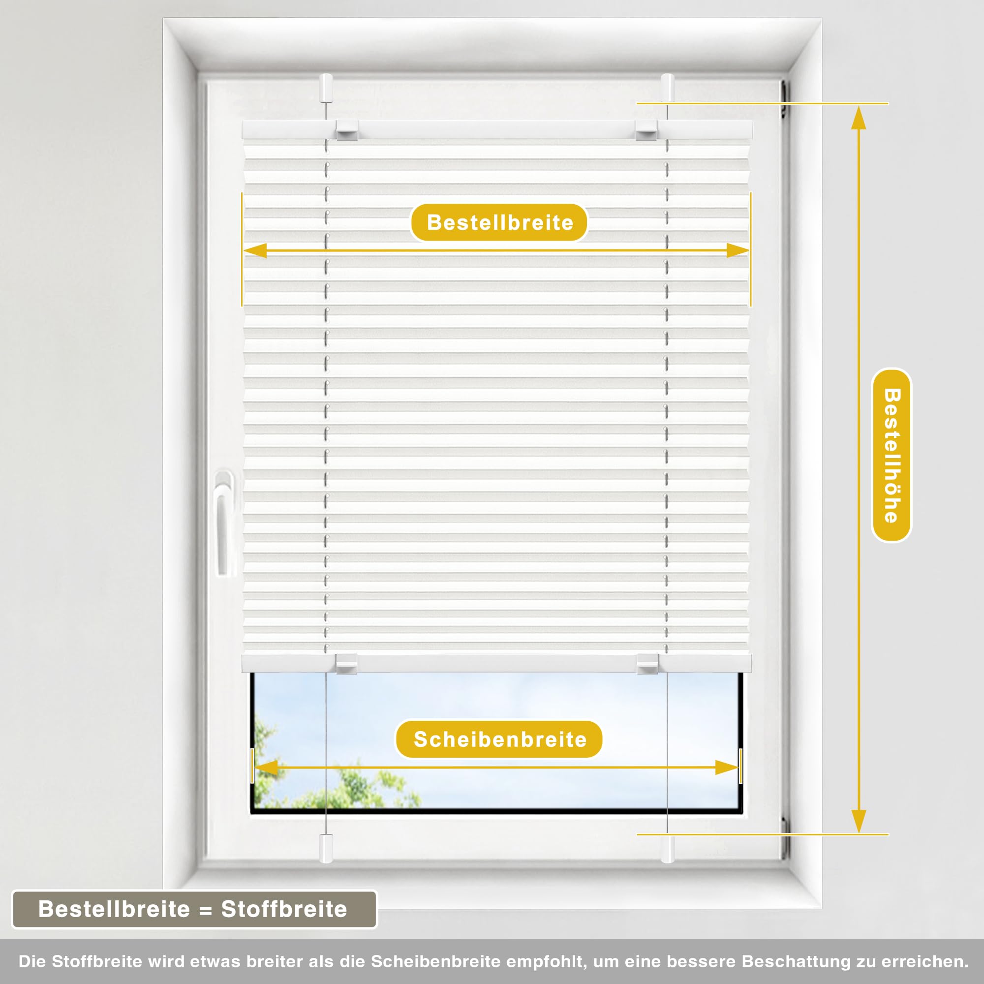 Victoria M. Easyfix Plissee Faltrollo ohne Bohren Plisseeanlage Klemmfix mit Klemmträger für Fenster und Türen, Größe: 110 x 150 cm, Farbe: Grau
