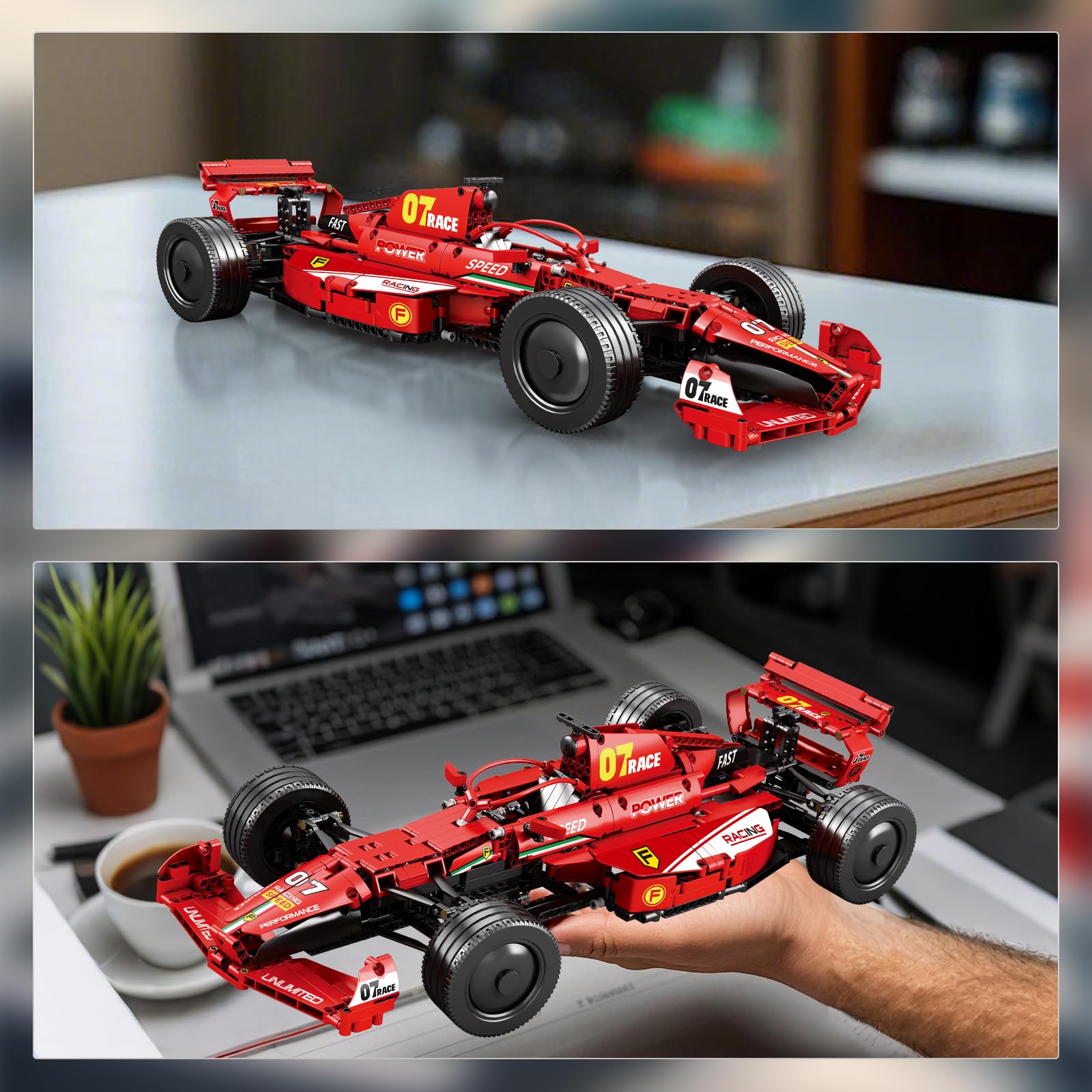 Reobrix F1 Race Car Building Set for Adults 1:8, Dynamic Front Steering - Image 3