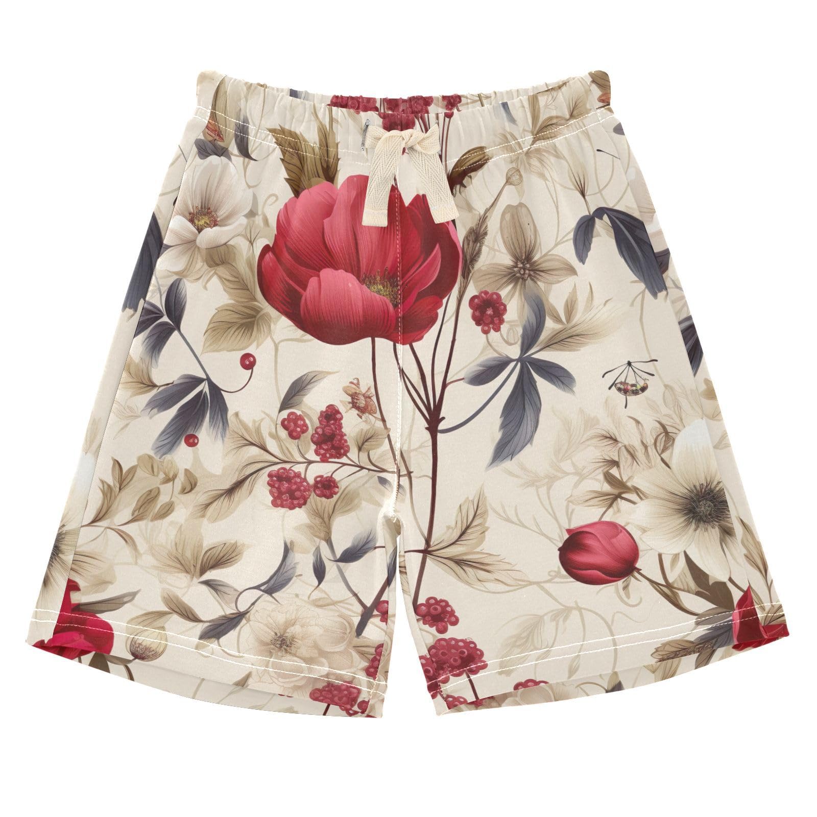 innewgogo Floral Flowers Wild Roses Toddler Baby Boy Girl Cotton Pull-On Shorts Elastic Waist Kids Pants Summer Beach Shorts 4T Multi