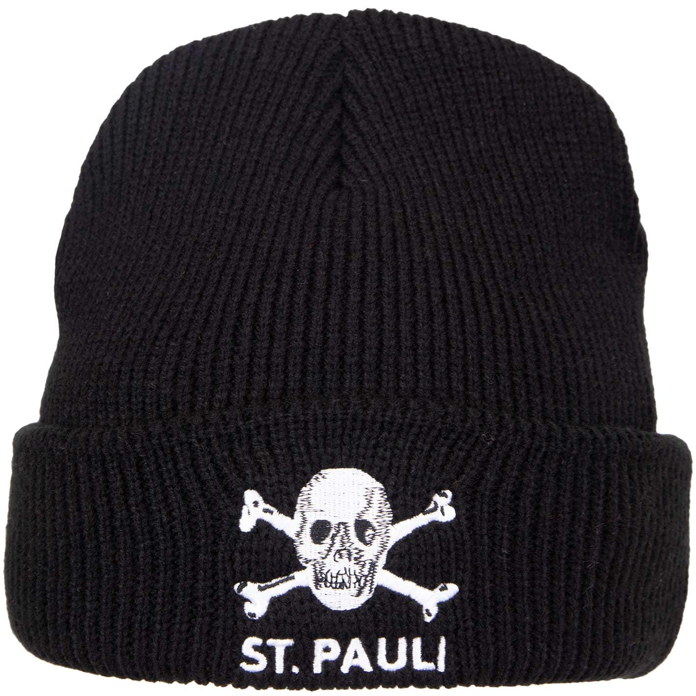 FC St. Pauli Skull Knitted Beanie Winter Hat (DE/NL/SE/PL, Alphanumeric, One Size, Black)