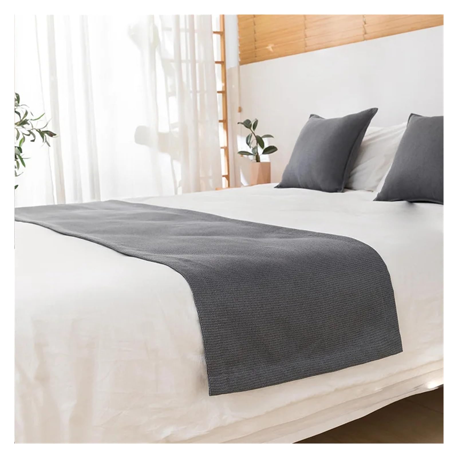 SHENJMAI Bed Runner Bed Runner Throw Home Hotel Decoration Solid Flag Wedding Bedroom Tail Towel Pillowcase(Grey,45x210cm bed runner)
