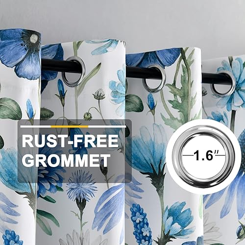 Miniatura 3 de Cortinas florales para dormitorio, elegantes cortinas de oscurecimiento con estampado floral de amapola de 63 pulgadas de largo, juego de 2 paneles