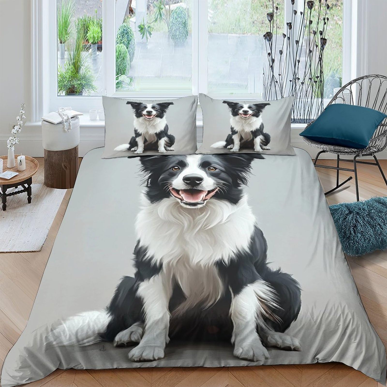 Ctjqhvkz Style-7 3D Printed Border Collie Fitted Sheet Microfiber Soft Breathable Dog Bed Sheet For Bedroom Guest Room Decor Single（135X200cm）