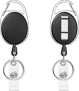 2Pcs Retractable Keyring Retractable Badge Reel Easy Pull Extendable Carabiner Yoyo Reel Clip for Key Ring ID Card Badge Holder