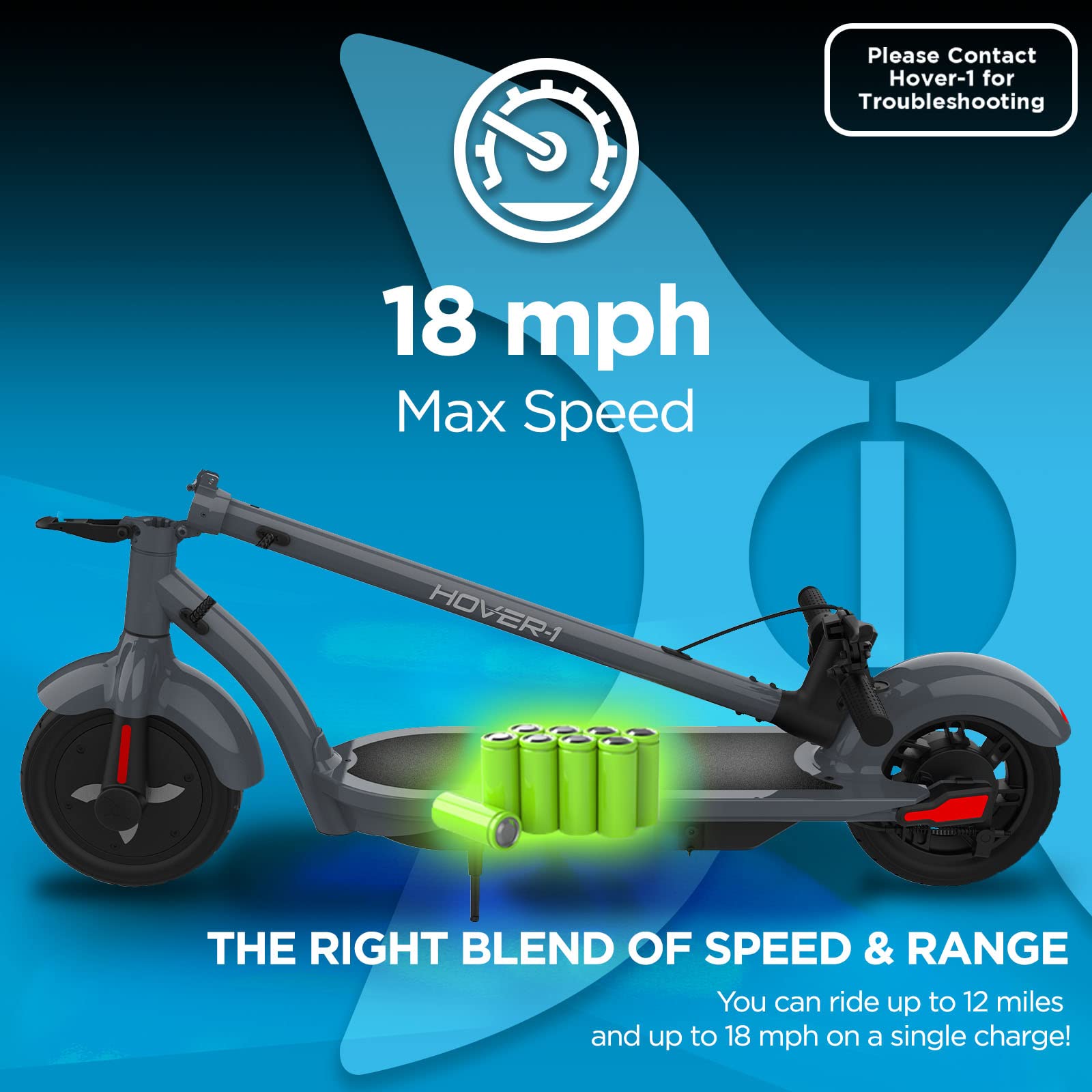 Hover1 Alpha Electric Scooter 18MPH, 12M Range, 5HR Charge, LCD