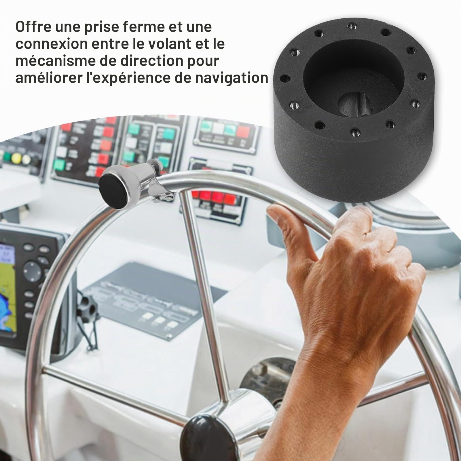Adaptateur de Moyeu de Bateau Marin, Adaptateur de Moyeu de Volant de Bateau à 6 Trous pour Grant, Arbre de Clavette Conique de 3/4 Pouces, Adaptateur de Moyeu Marin pour