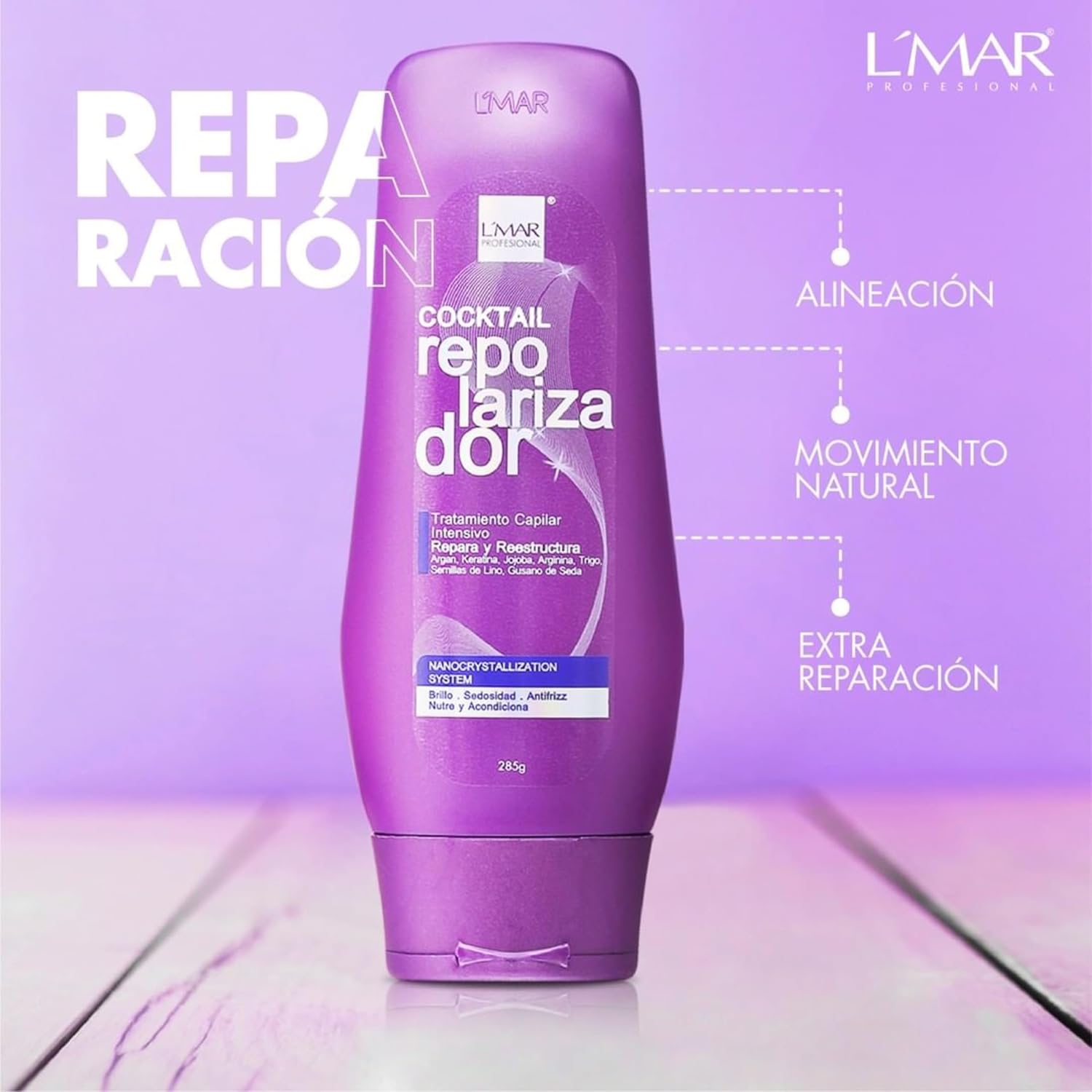 Repolarizer L'mar | Nutrients for the Hair Lifeless and Damaged NanoCrystallization | Repolarizador Lmar Cabello Maltratado Tratamiento Capilar Intensivo Nano-Cristalizacion 9ounces-285Grams