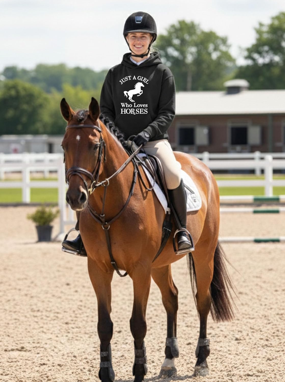 Tstars Just a Girl Who Loves Horses Hoodie - Equestrian Hoodies for Women & Teen Girls - Gift for Riders & Fans - Image 2