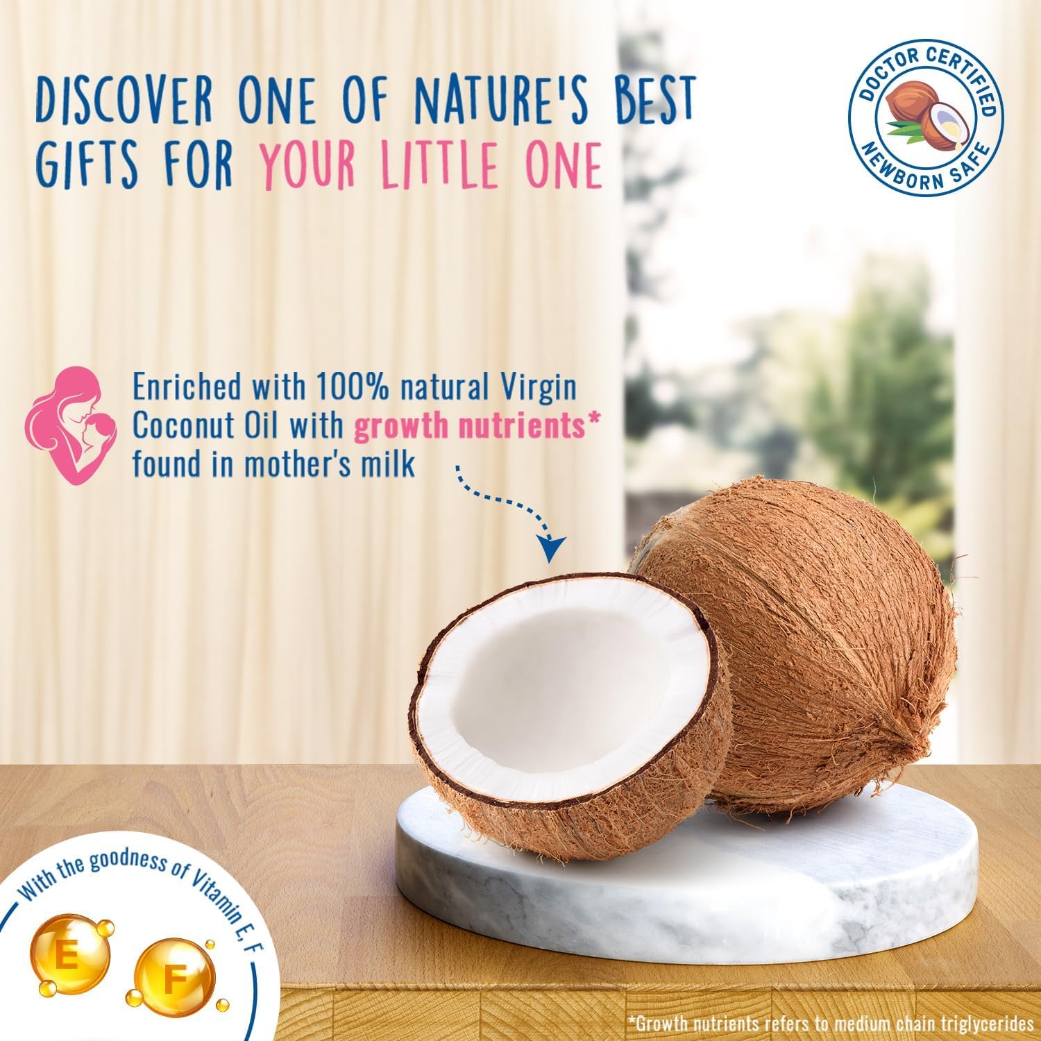 The Parachu.te Baby Massage Oil for New Born| 100% Virgin Coconut Oil | Clinically Proven for Better Growth| Vitamin E & F| 13.52Fl Oz