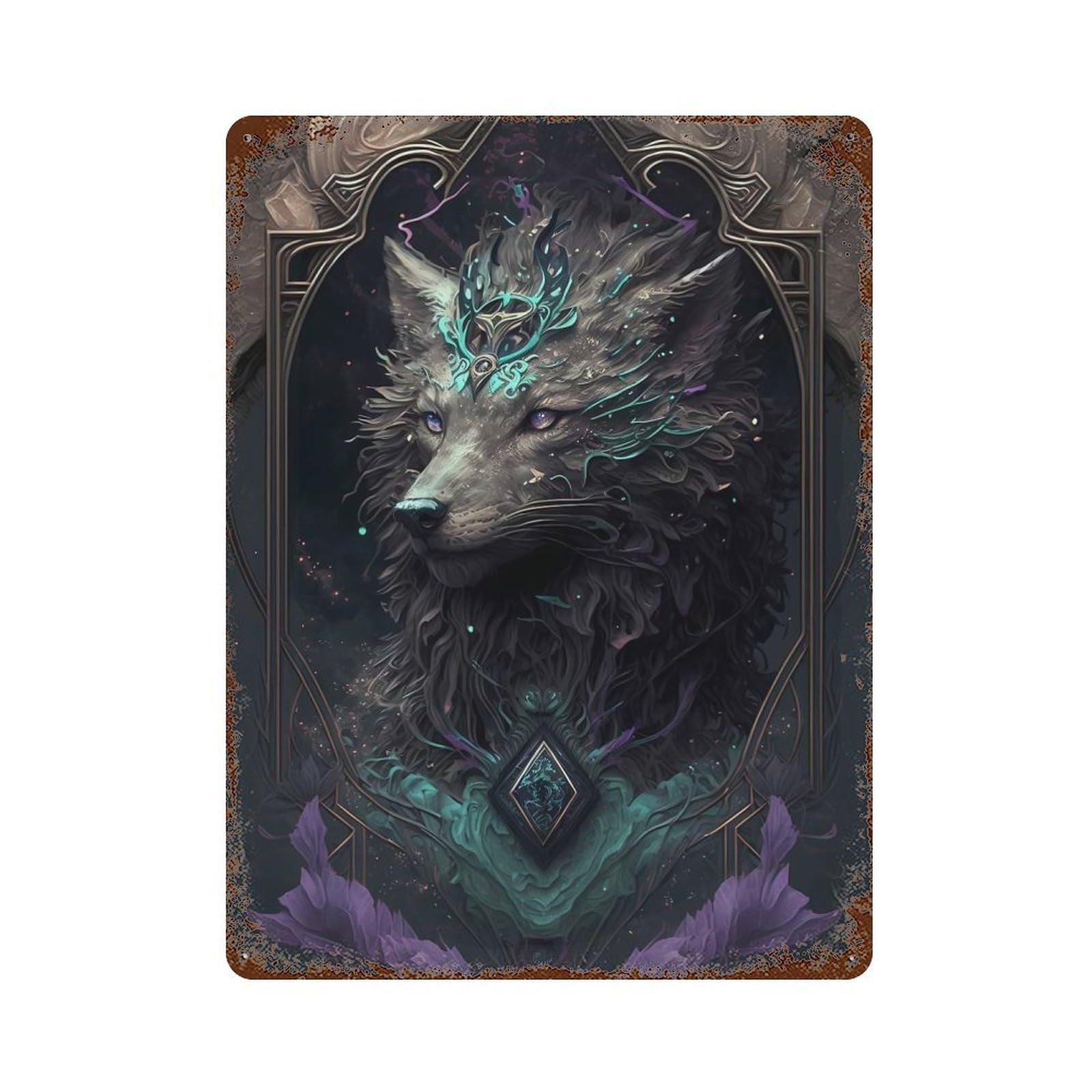 Wolf Dream Decorative Tin Sign 15.7"x11.8", Farmhouse Wall Decor for Garage, Bar And Workshop Decor