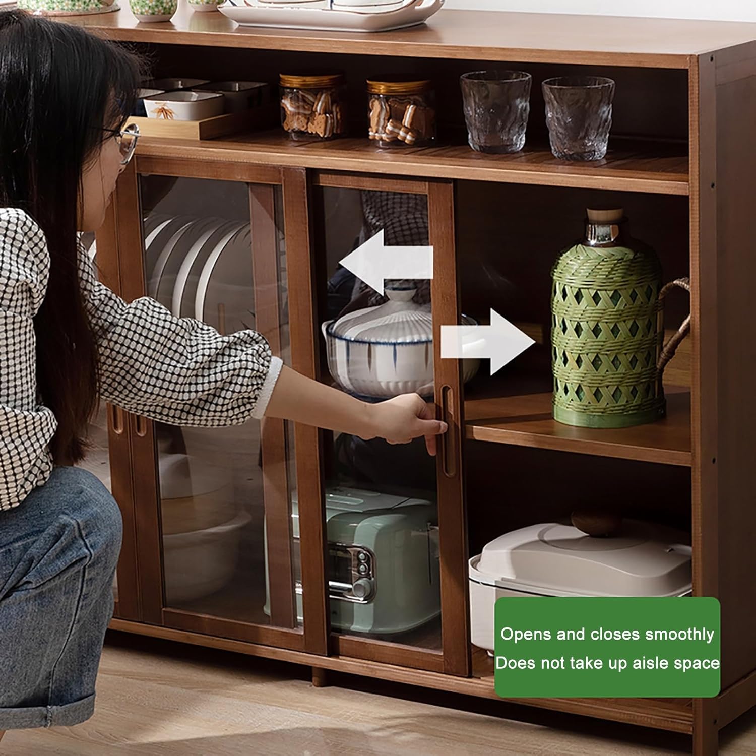 Wine Cabinet with Storage, Wine Racks Free Standing Floor Large Capacity Space Saving Easy to Assemble for Storing Wines and Other Wines of Different Specifications(86X32X86CM)