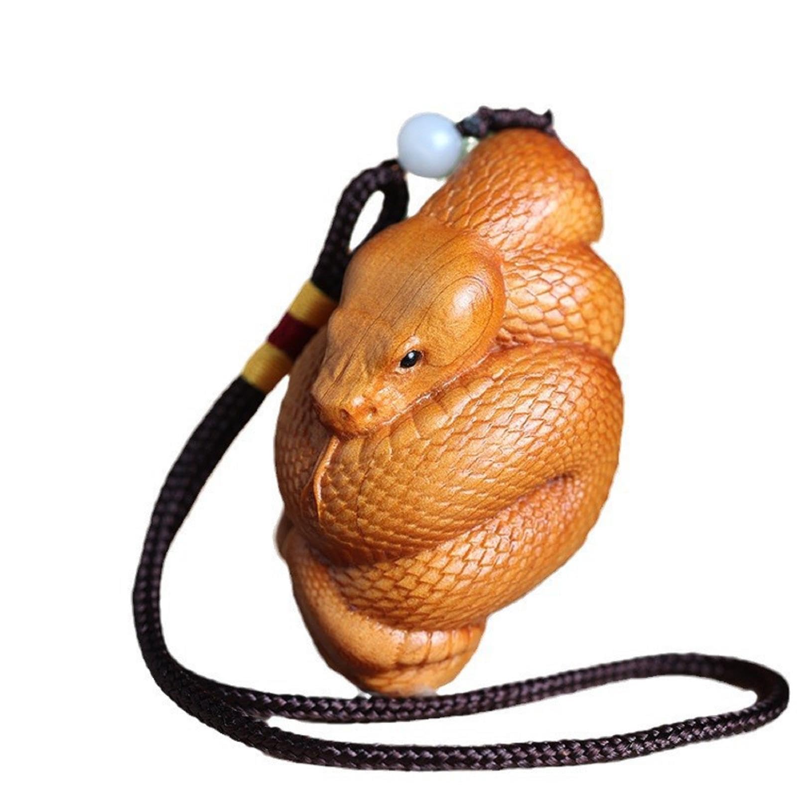Sghrbsc Cute Snake Ornament Wood Sculpture Decor Vintage Statue Decoration Ornament For Living Room Bedroom Office Home Feng Shui Sculptural
