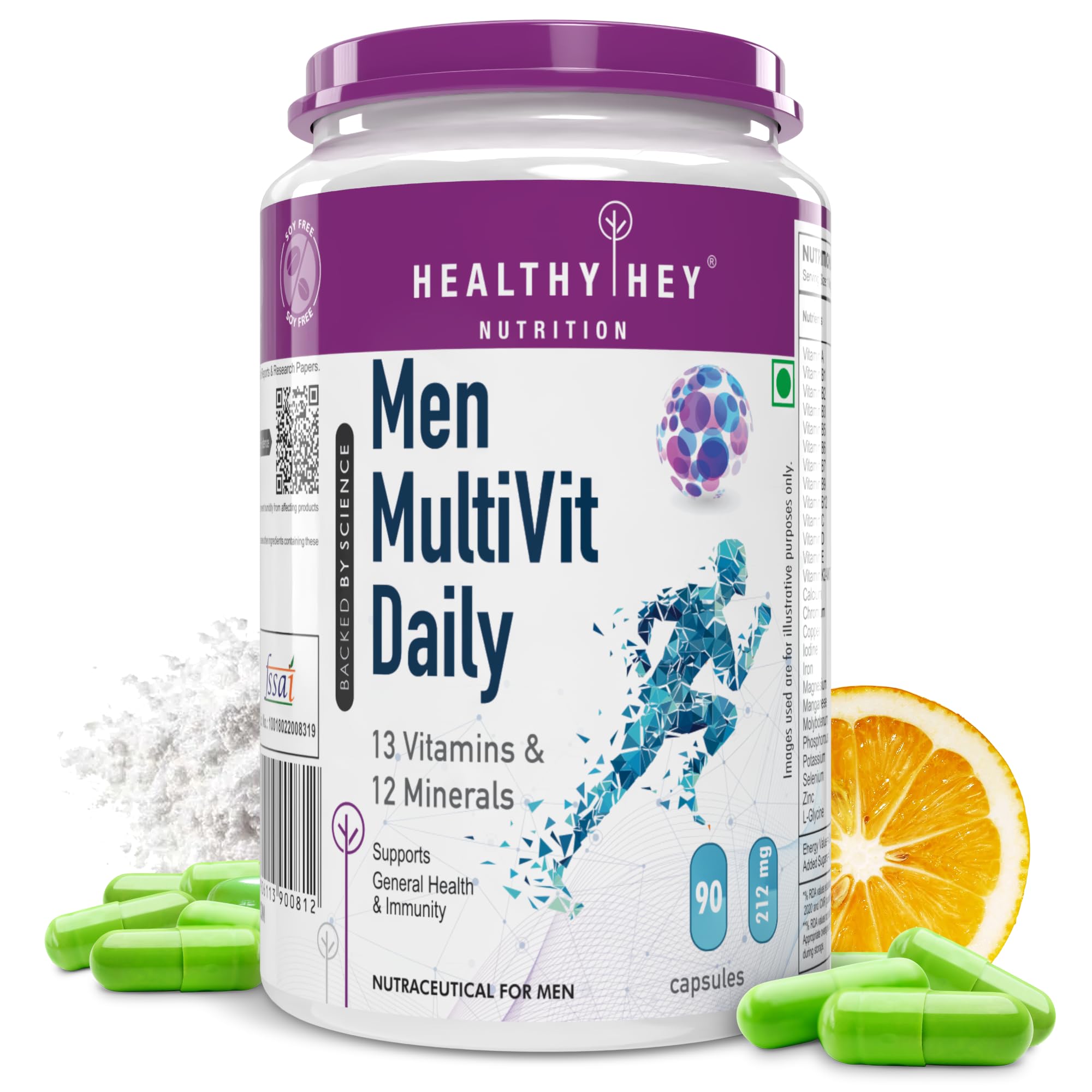 MultiVitamin for Men - Multi-Vit Daily - 13 Vitamins & 12 Minerals - 90 Vegetable Capsules