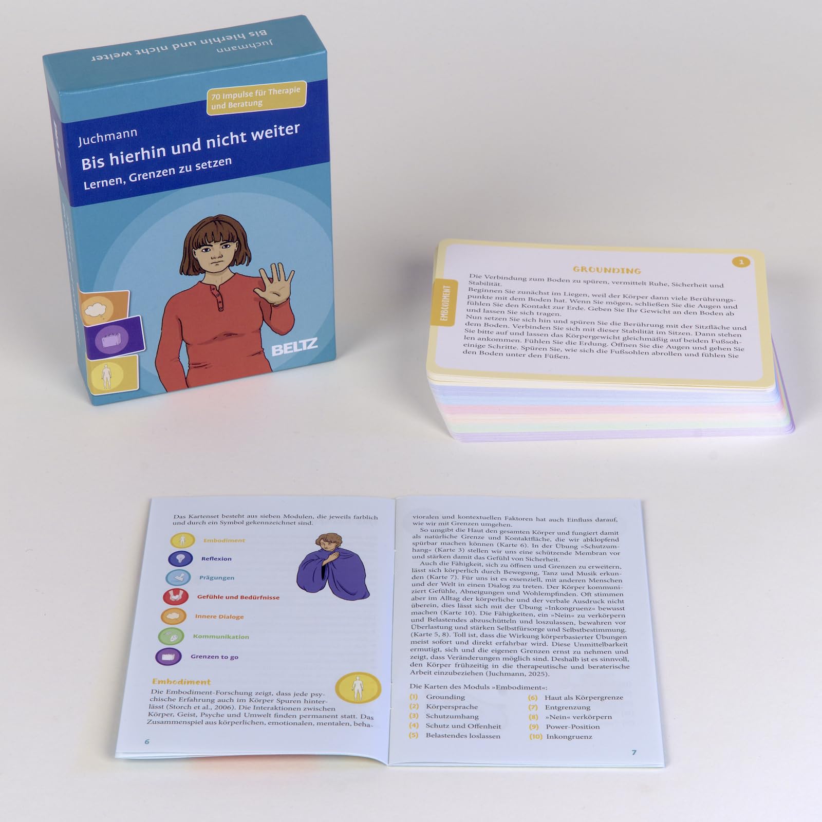 Bis hierhin und nicht weiter: Lernen, Grenzen zu setzen. 70 Impulse für Therapie und Beratung. Kartenformat 9,8 x 14,3 cm. Mit 20-seitigem Booklet in stabiler Box. (Beltz Therapiekarten)