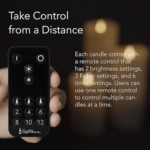 Miniatura 9 de Softflame Velas LED sin llama de decoración navideña con control remoto, 3 x 5 pulgadas, pilar de cera real con temporizador para decoraciones de
