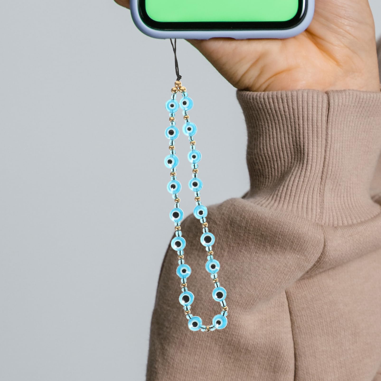 Housoutil Teufelsauge Perlen Handy Lanyard Handykette Camcorder Handy-aufhängeband Griff Gießen Telefonketten Makramee Ring Tablette Schleife Handyanhänger Finger Harz