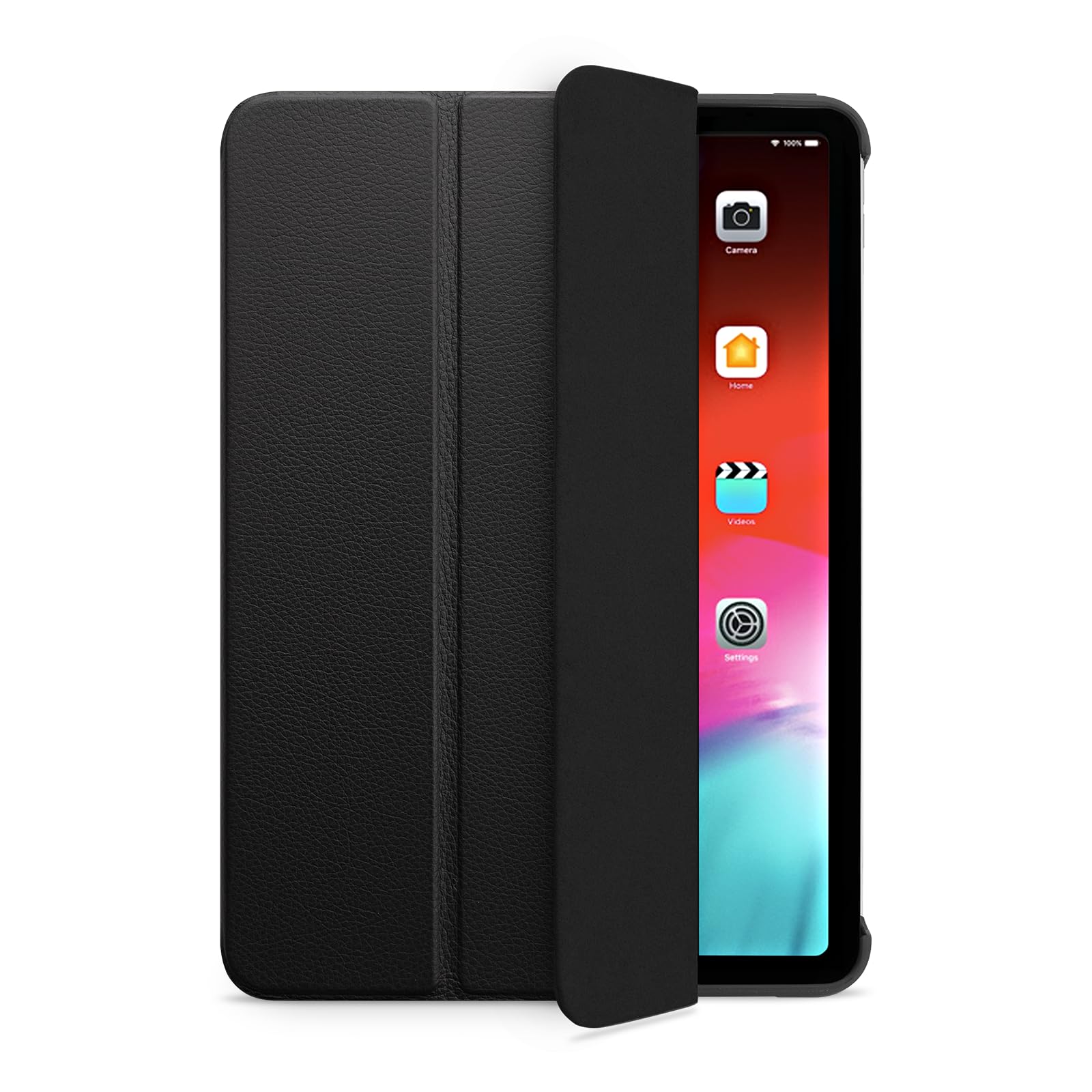 WIIUKA Hülle für iPad Pro 11“ (2023-2018), Deutsches Leder, Lederhülle extra Dünn, Premium Smart-Cover Case, Tasche, Schwarz