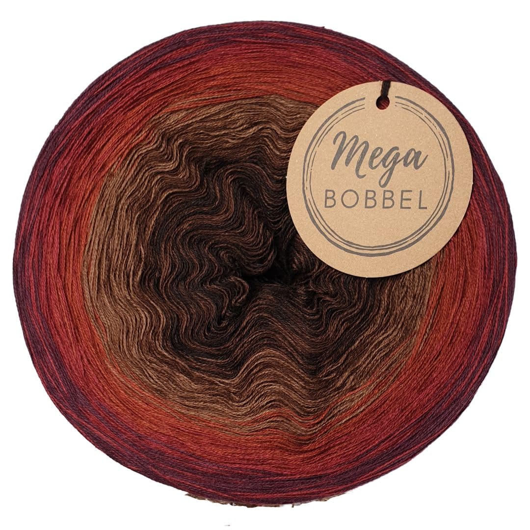 MegaBobbel*Rote Erde*A363* (Außenfarbe: Chianti 2 + Malaga) Farbverlaufsgarn - Lace Garn Bobbel Wolle zum Häkeln & Stricken (4 fädig, 3750m)