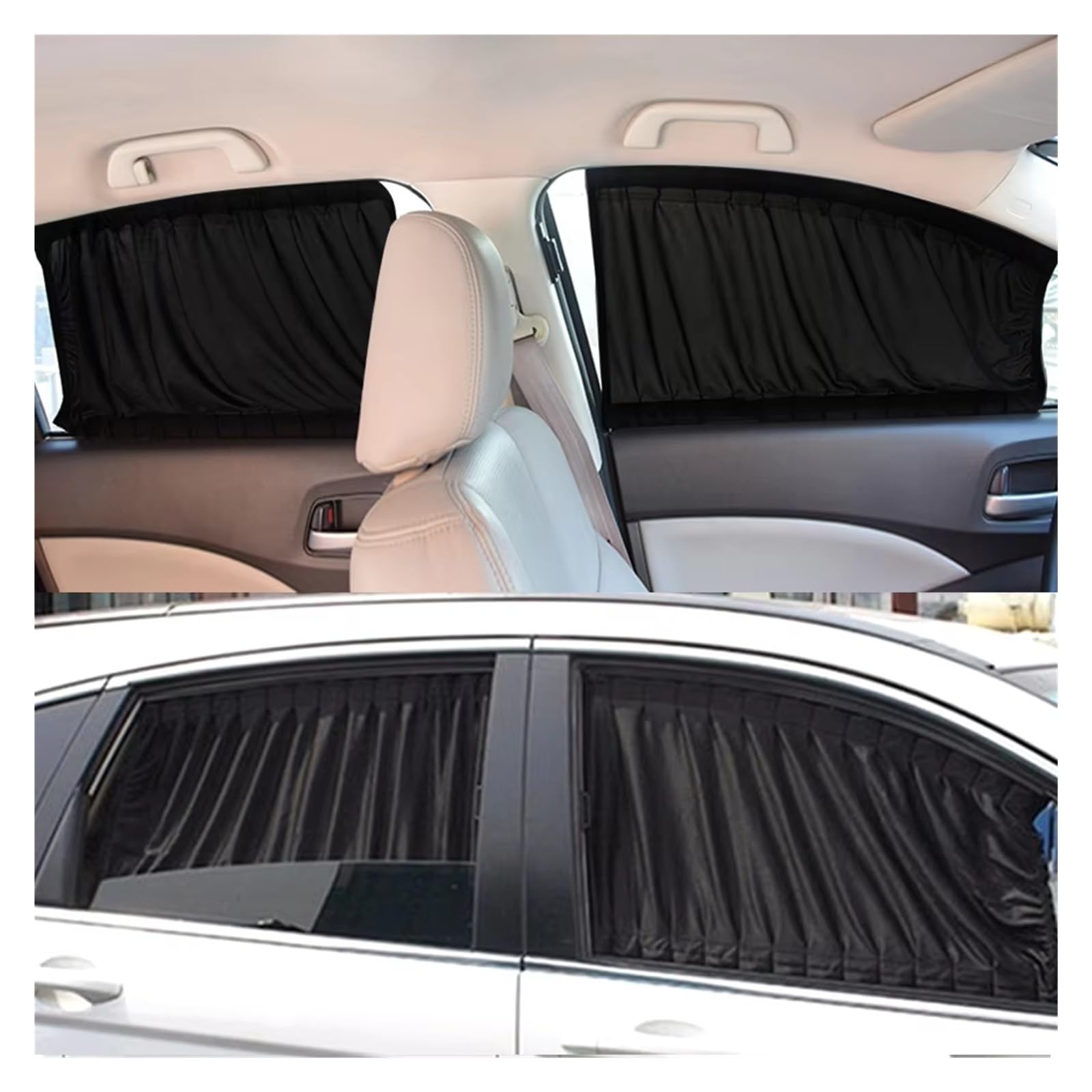 Autoscheiben Sonnenschutz Auto Sonnenschutz Seitenfenster Vorhang Auto Faltbar UV-Schutz Schwarz Reines Tuch Auto Zubehör(Black 50x47cm)