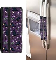 Vista 44 de Juego de 2 fundas para manija de puerta de refrigerador con estampado de copos de nieve de aguacate, protector de manija de puerta de cocina lavable