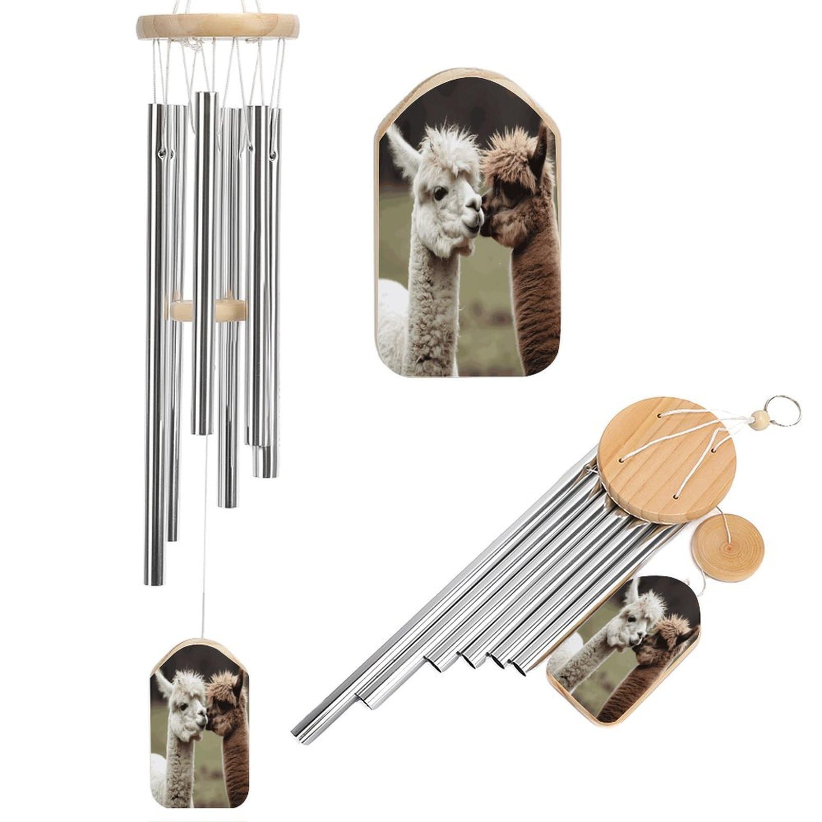 Fekiloot Style Funny Alpaca Tone Wind Chimes For Outside,Wind Bell With 6 Aluminum Alloy Tubes,Sympathy Wind Chime For Yard/Garden/Patio Decor