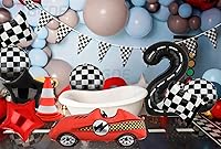Vista 6 de Globos de números de pista de carreras vintage Two Fast de 40 pulgadas para fiesta de cumpleaños, 2do cumpleaños, negro, banner de globos con letras