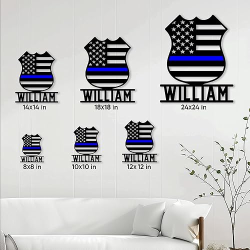 Miniatura 4 de Letrero de metal personalizado de policía, decoración de pared con nombre personalizado para porche, oficina, garaje o habitación, regalo para