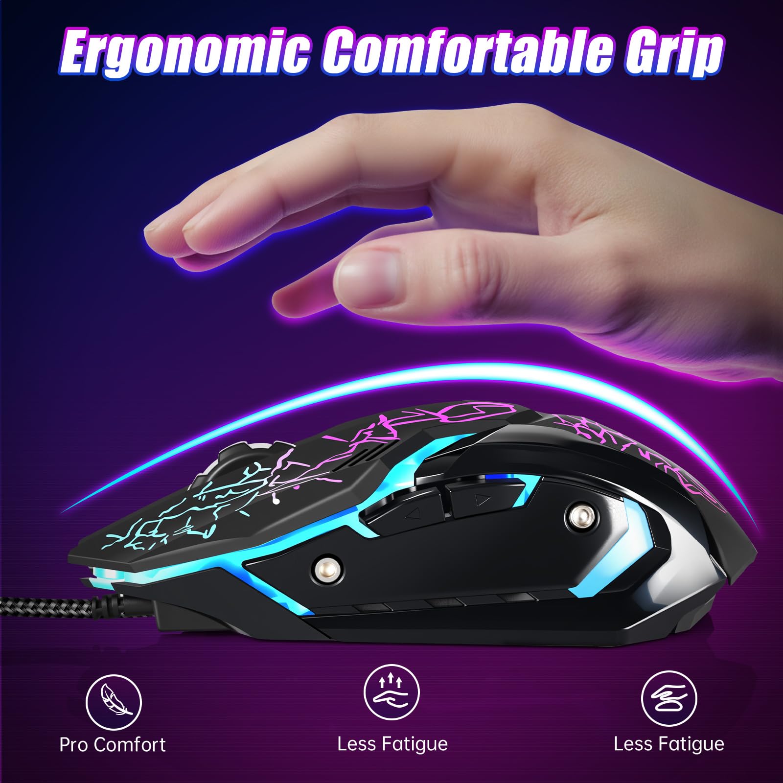 Ratón profesional con cable para juegos, de alto rendimiento, USB óptico para computadora para jugadores