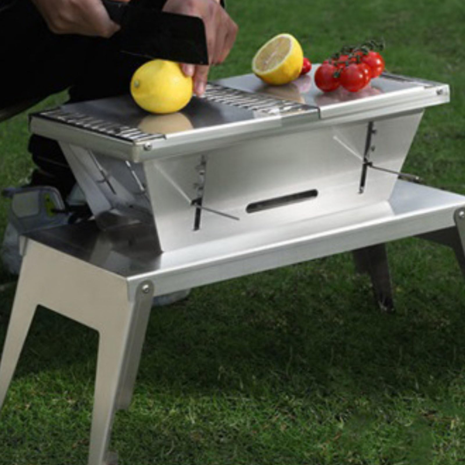 Barbecue Portatile Griglia Barbecue Griglia Pieghevole Griglia a Carbone in Acciaio Inox 304 con Vassoio Bricchetti a Livelli E Facile Pulizia