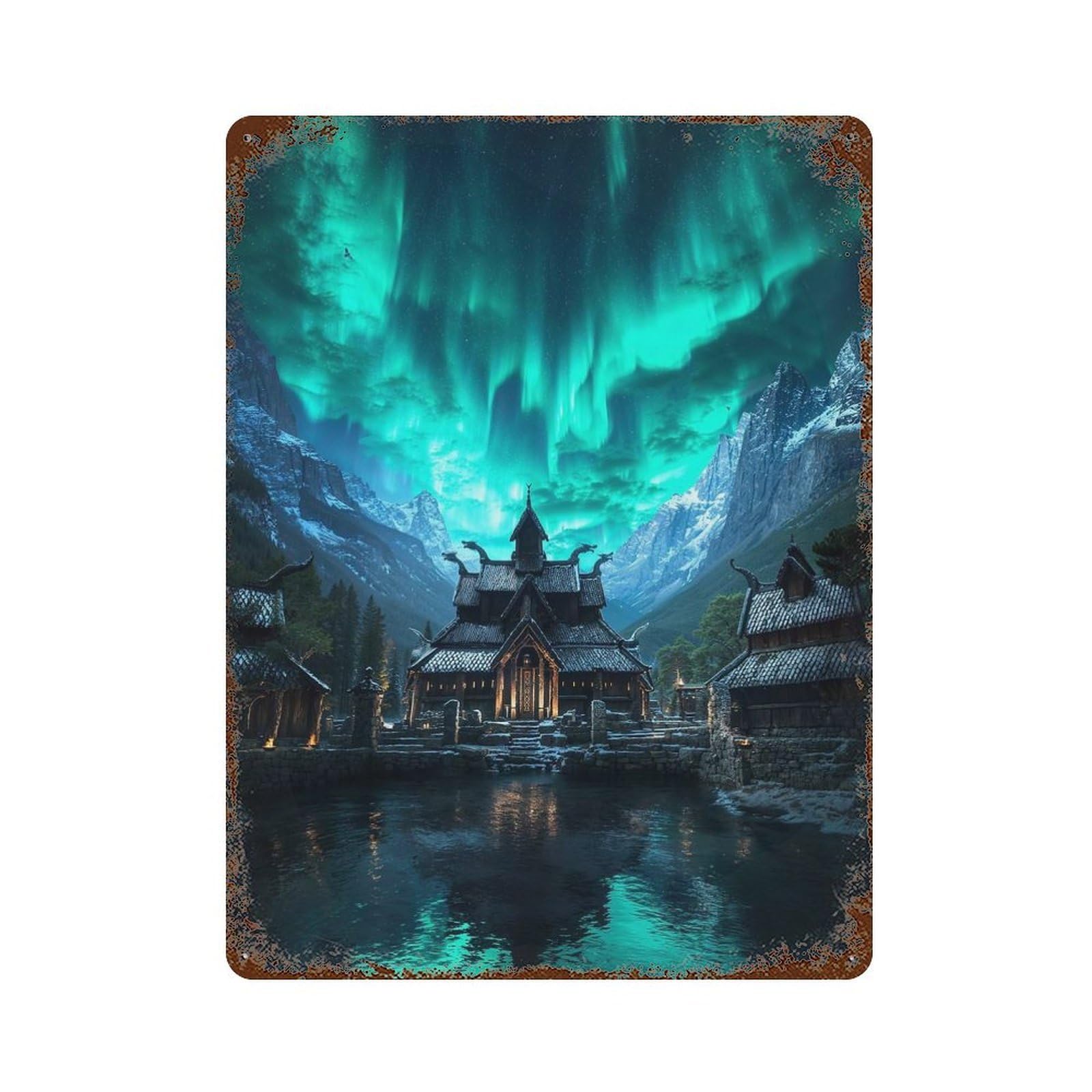 Last Sanctuary of The Boreal Flame Rust Effect Tin Sign 15.7"x11.8", Vintage Wall Decor for Pub, Kitchen And Man Cave Decor