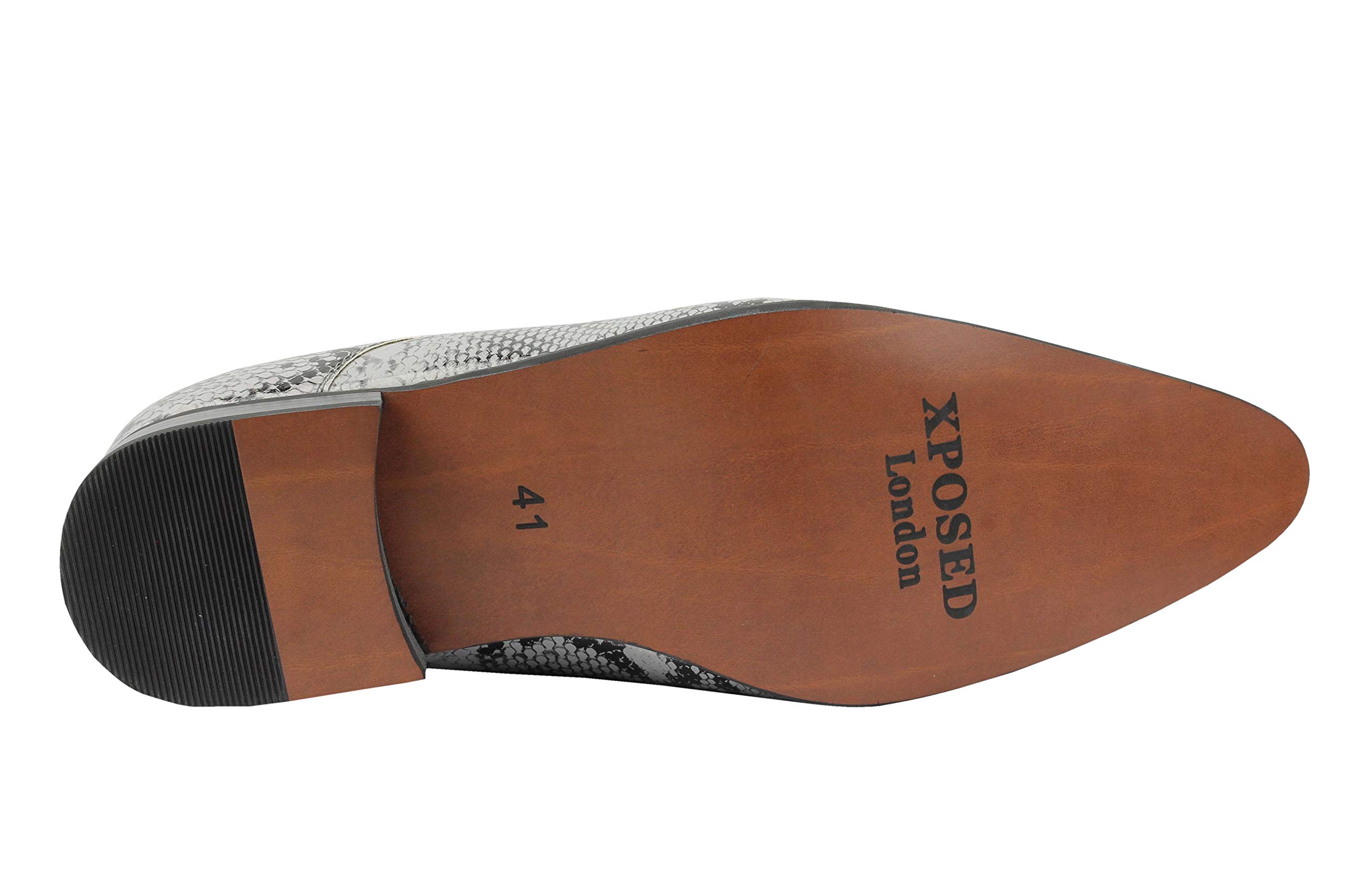 Xposed Chaussures rétro pour Homme en Cuir Verni Brillant avec imprimé Peau de Serpent
