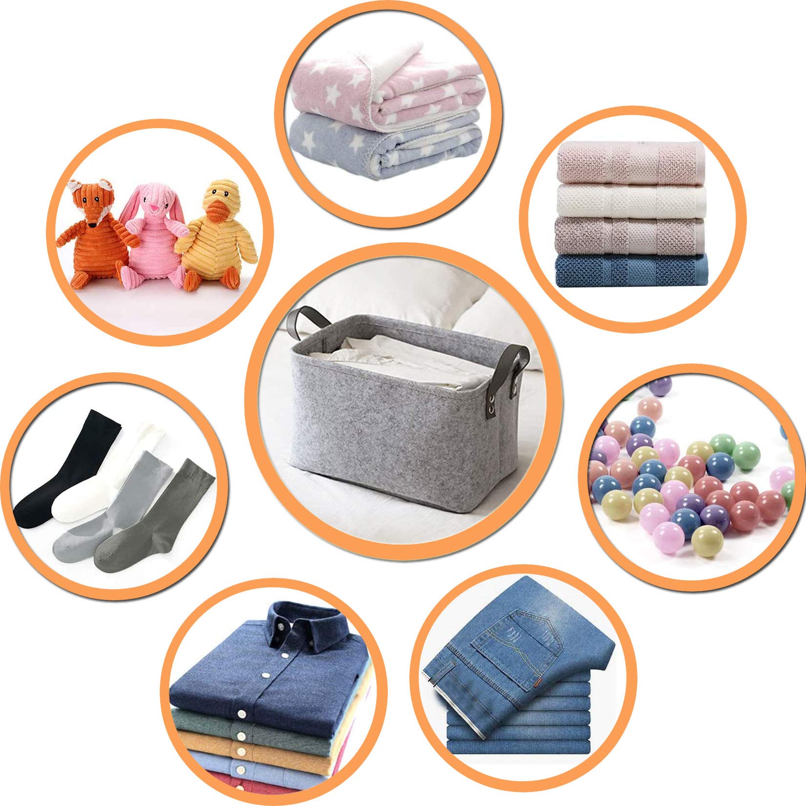 Panier De Rangement En Feutre Avec Poignées - Pour Escalier, Vêtements, Organisation Maison, Pliable