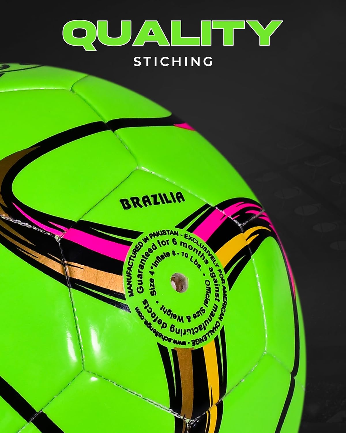 American Challenge Brasilia Soccer Ball – Professional Training Soccer Ball for Grass Fields – Durable TPU Machine Stitched Soccer Balls – Sizes 2, 3, 4 & 5 – Outdoor Practice & Match Play