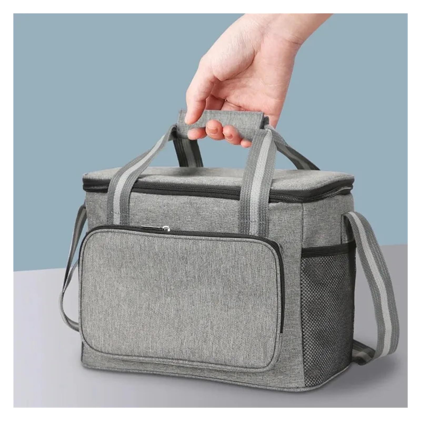 Bolsa de Almuerzo Grande con Aislamiento, Bolsa de Almuerzo for Picnic al Aire Libre, Resistente al Agua, Gruesa, de Mano/Hombro, Color Negro Bolsa de Almuerzo