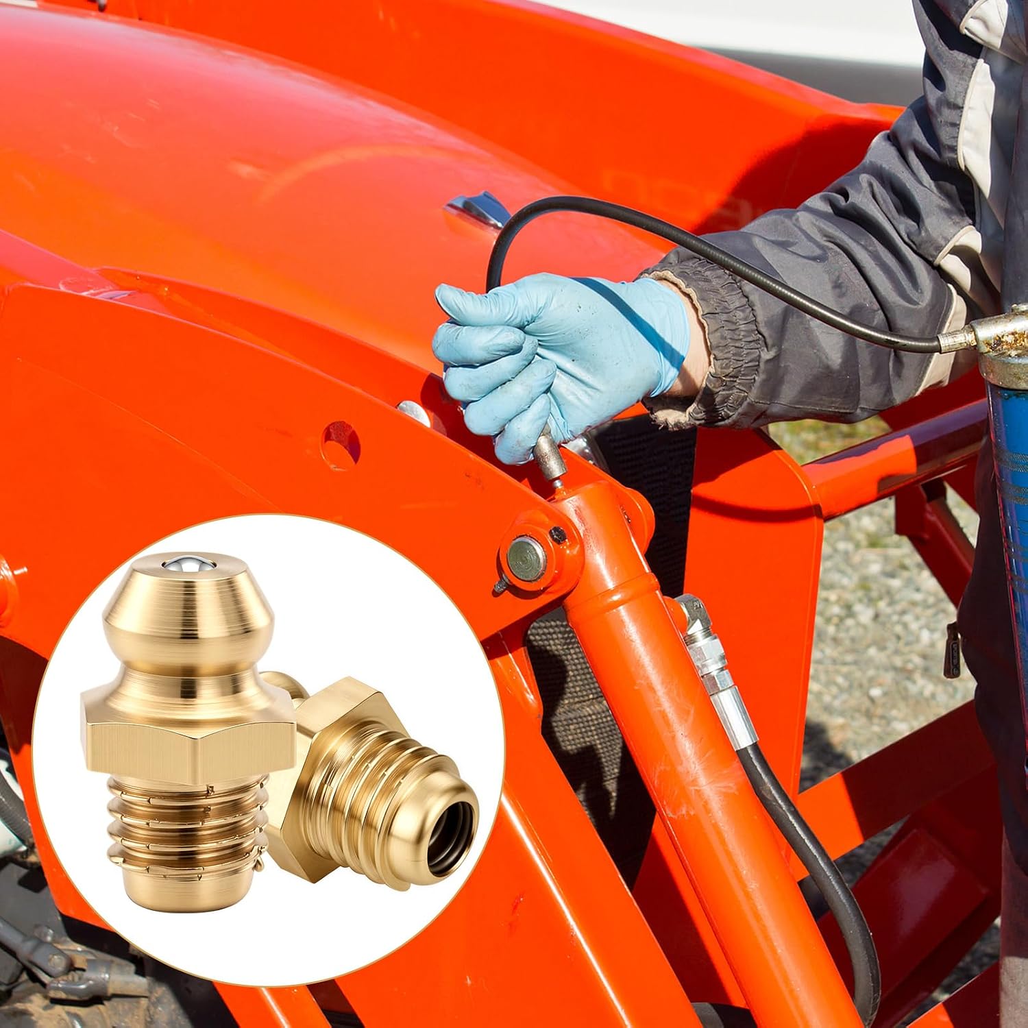 Hicarer 50 Pcs 1/4-28 Sae-lt Copper Taper Thread Grease Zerk Nipple Fitting Accessories for Automotive, Agricultural & Industrial Machinery