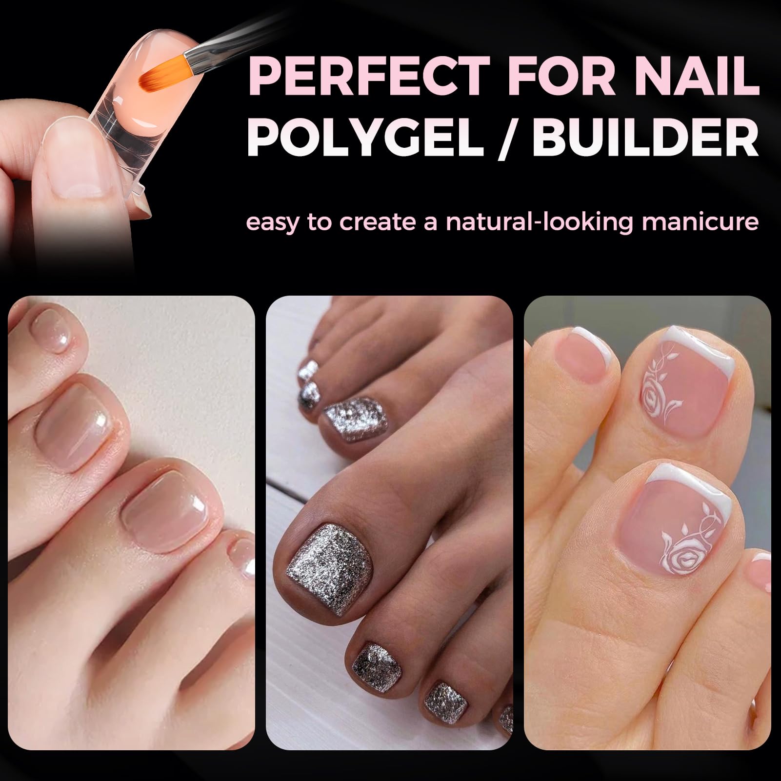 Kiiwah 150 szt. form do przedłużania i budowania, zestaw podwójnych form wielokrotnego użytku, długie, kwadratowe, pełne formy do żelu akrylowego, do manicure, 15 rozmiarów (przezroczyste)