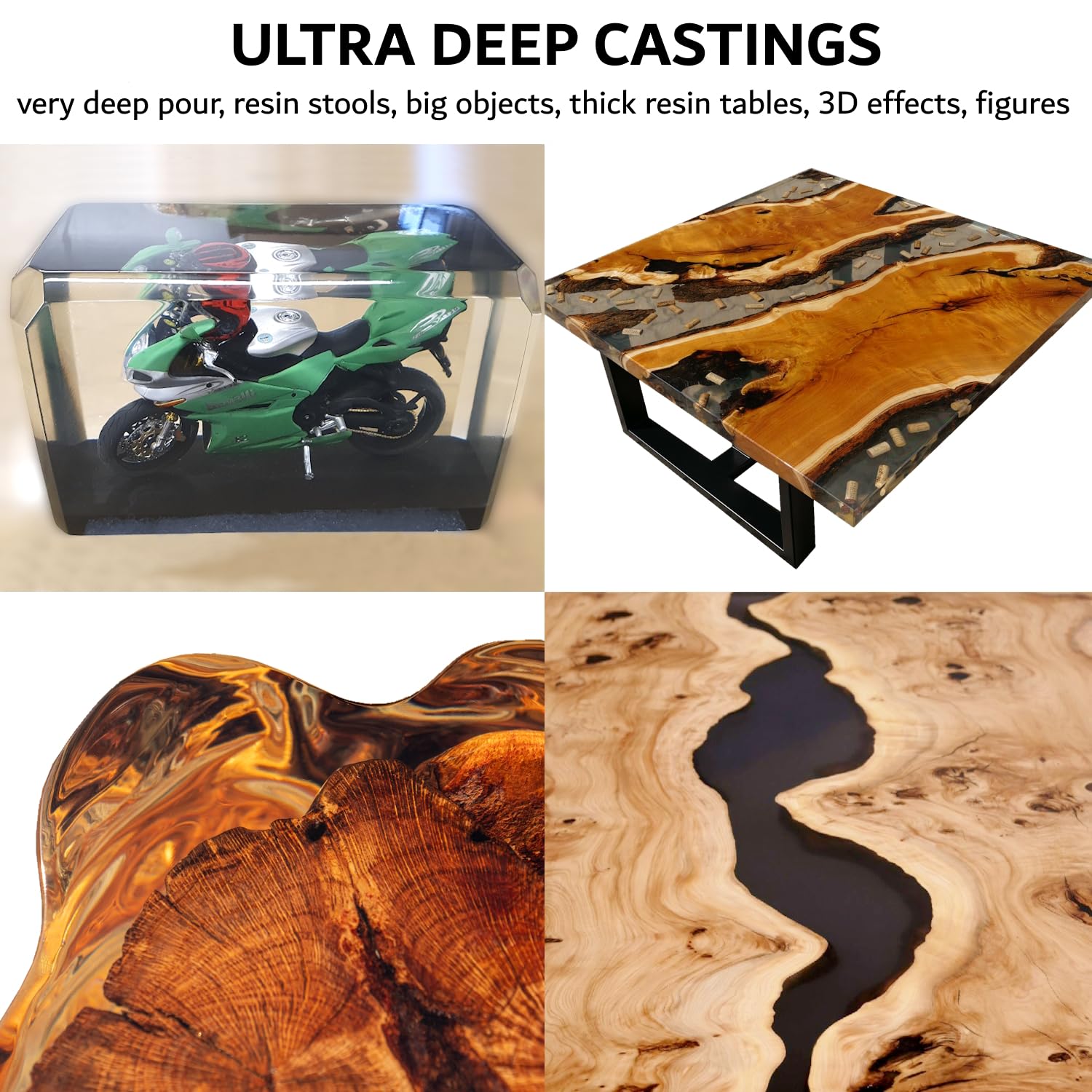 Finer - Resina epossidica ultra con indurente, 3 kg, profondità colata UV, resina epossidica + indurente, resina di esposizione fino a profondità 12 cm