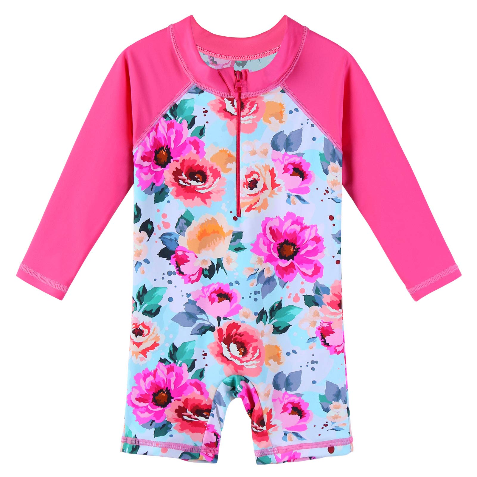 XFGIRLS Baby/Toddler Girls Swimsuit Long Sleeve One-Piece Bathing Suit Rash Guard