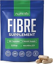 Fibre Supplement - Psyllium Husk 5000mg (500mg of 10:1 Extract) & Probiotic 400 Million CFU Lactobacillus Acidophilus – Digestive, Gut Health Support & Stool Softener -120 Psyllium Husks Capsules