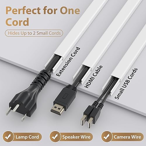 Miniatura 2 de ZhiYo Ocultador de cable para un cable, corrector de cable de 102 pulgadas, cubiertas de alambre de pared pintables, conducto de gestión de cables