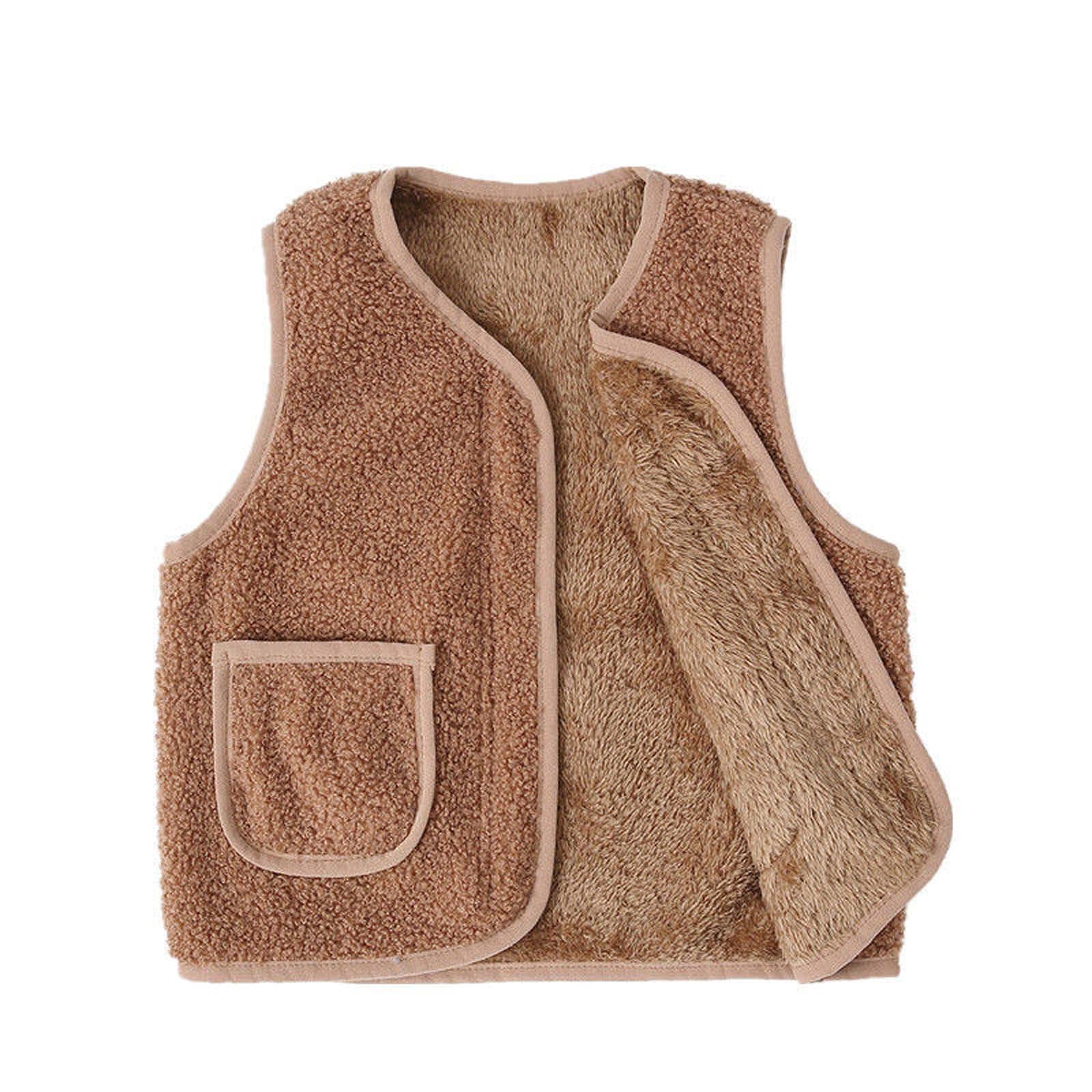 YNRENHNEE Teddy Fleece Weste Kinder, Fleecejacke Ärmellos Mädchen Jungen | Teddyfleece Jacke Locker Weste,V-Ausschnitt,Winterjacke Plüschweste,Fleeceweste,Teddyjacke