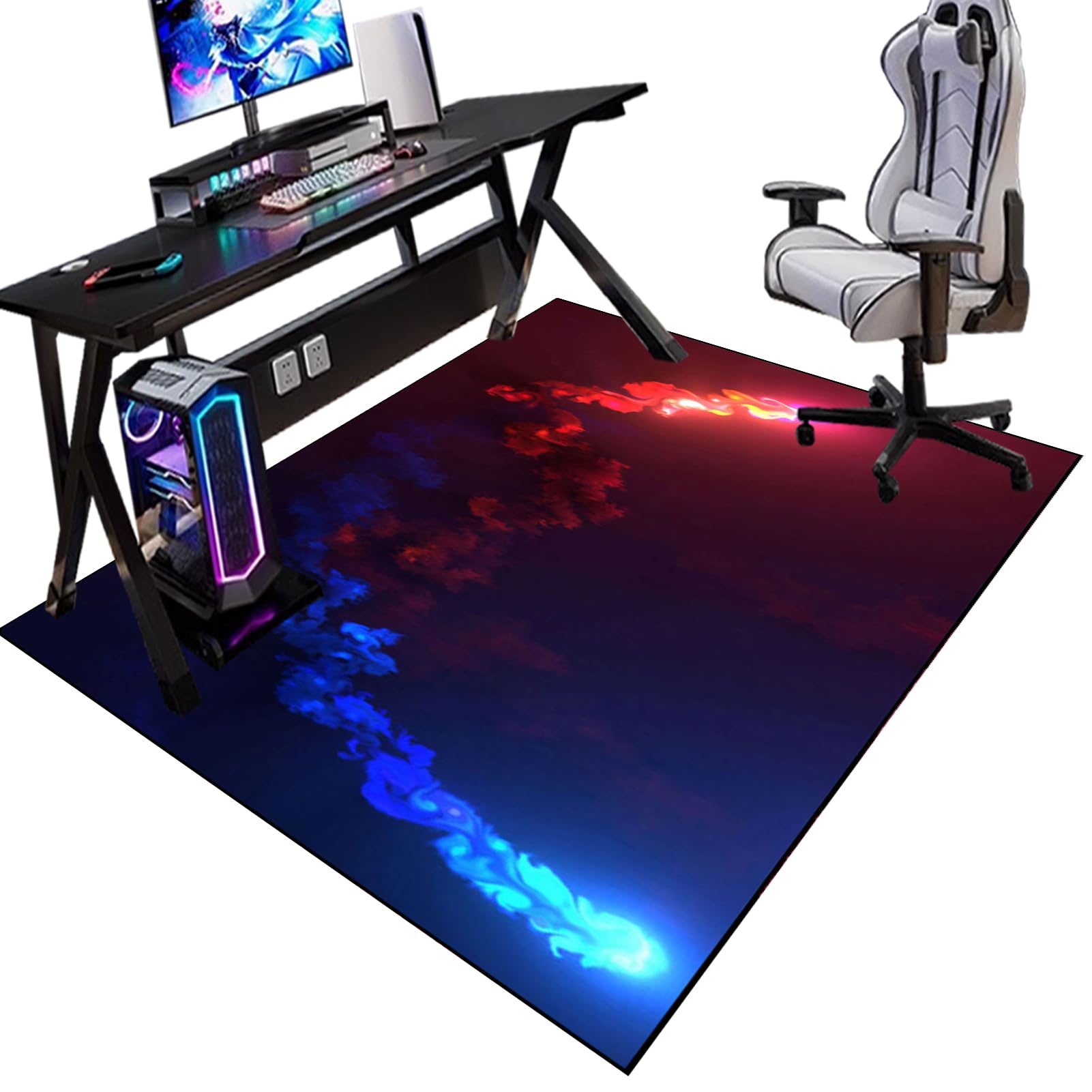 WAWFONG 150 x 160 cm Office Gaming Chair Mats for Carpeted Floor, Desk Chair Floor Protector Mat, Computer Floor Mat for Carpets, Rug Protector for Rolling Chair