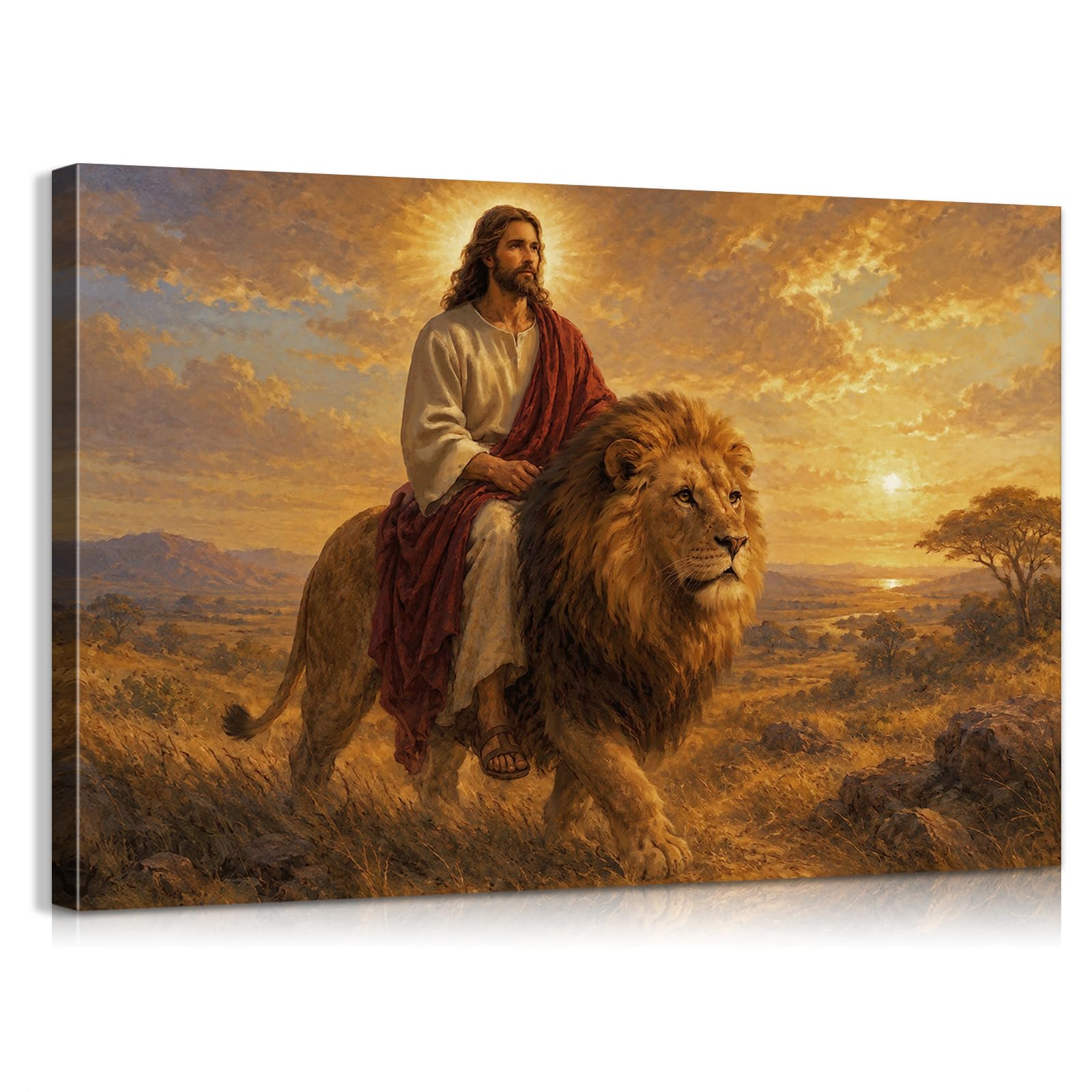 Mistyefly Inspirational Jesus Riding Lion Christian Wall Art Religious Art