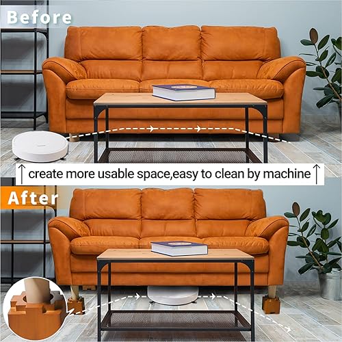 Miniatura 5 de Elevadores de cama de madera con almohadilla de goma antideslizante, elevadores apilables para muebles, alturas de elevación de 3.5 o 7 pulgadas,