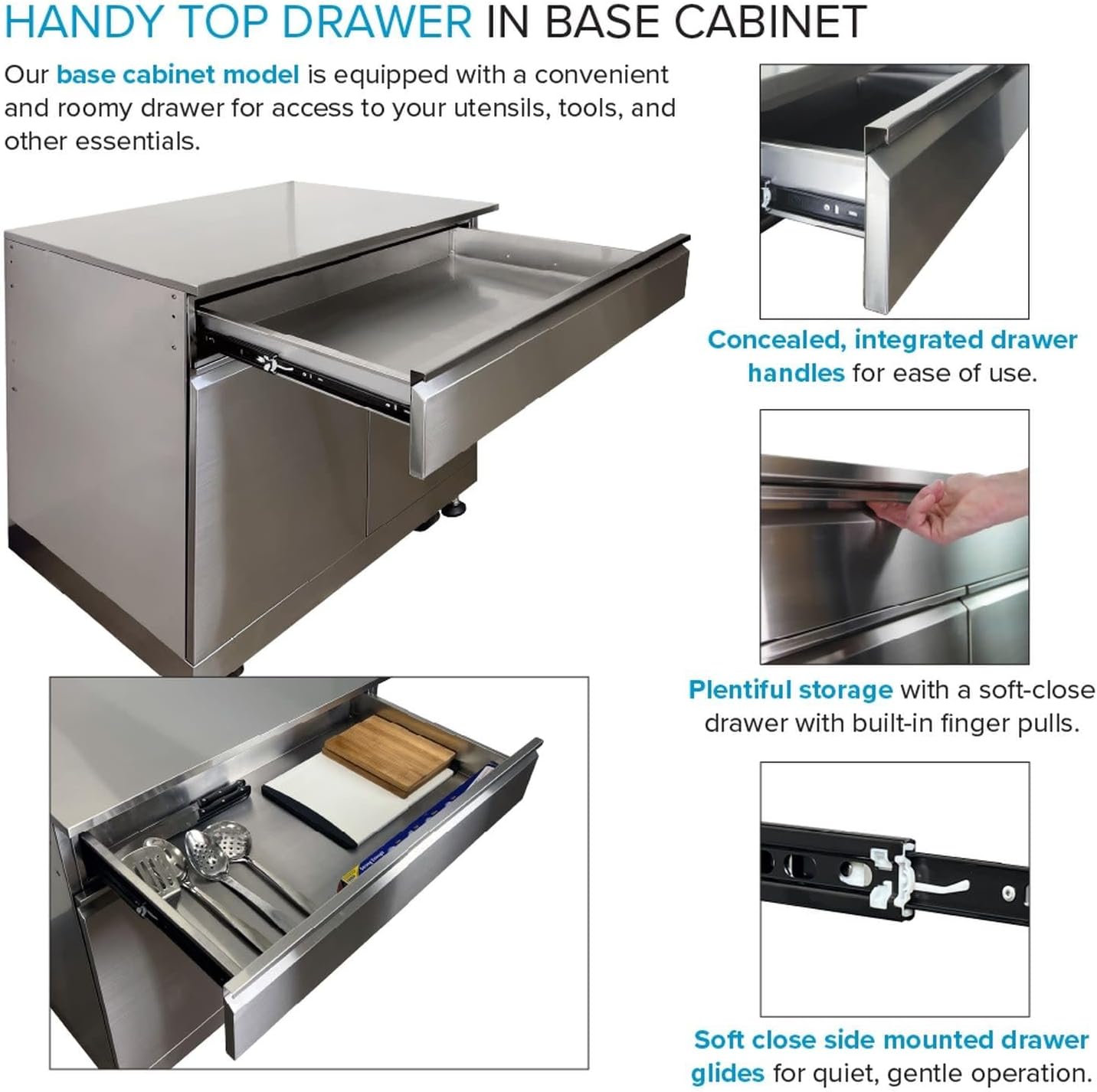 Transolid OBC3224 Outdoor Kitchen 32-in x 24-in x 37-in Single Base Cabinet, Stainless Steel