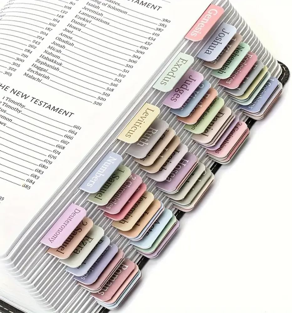 Diyxisk 225 Bible Tabs for Women Bible Tabs for Study Bible,Bible Index Tabs for Old and New Testament Studying with Blank Laminated Bible Tabs(Bohemia,Sunset,Morandi Colors,20 × 5.5 Inch)